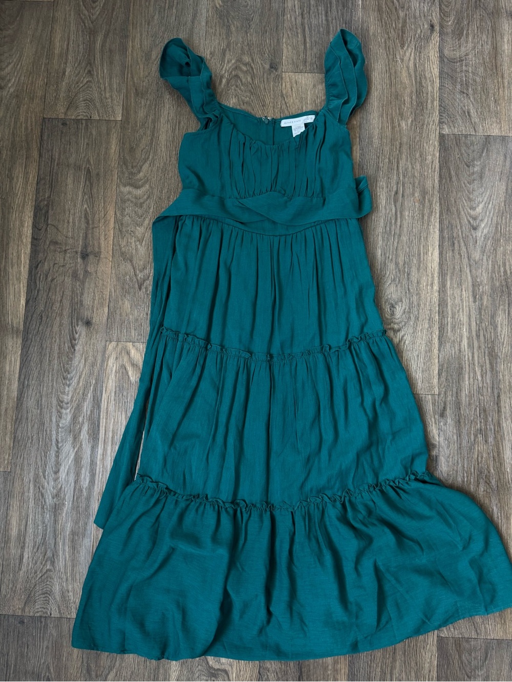 Altar'd State Teal Tiered Ruffle Maxi Dress Square Neck Sleeveless Zip XL
